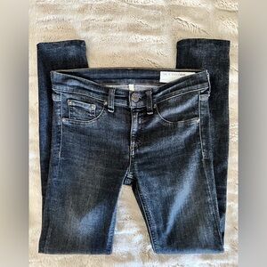 Rag & Bone Distressed Black Skinny Jeans with Stretch, size 26
